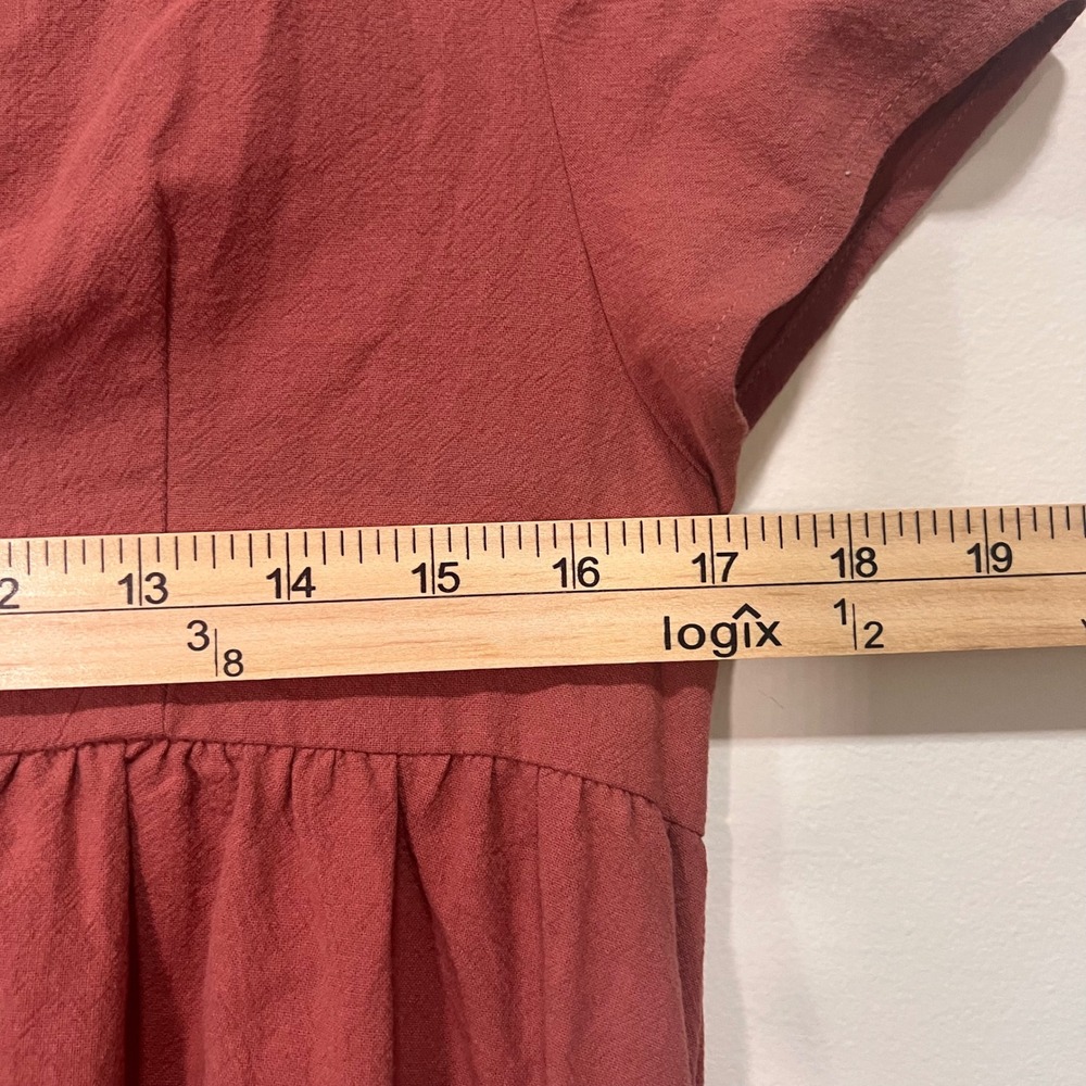 Natural Life Boho Button Front Dress Terracotta Flowy Cottagecore Midi Maxi XS/S - Picture 3 of 7